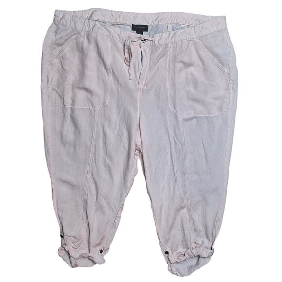 Lane Bryant Women 26/28 4x Light Pink Spring Capri Cropped Linen Pants - Picture 2 of 6